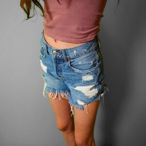 Aeropostale Distressed Blue Jean Shorts